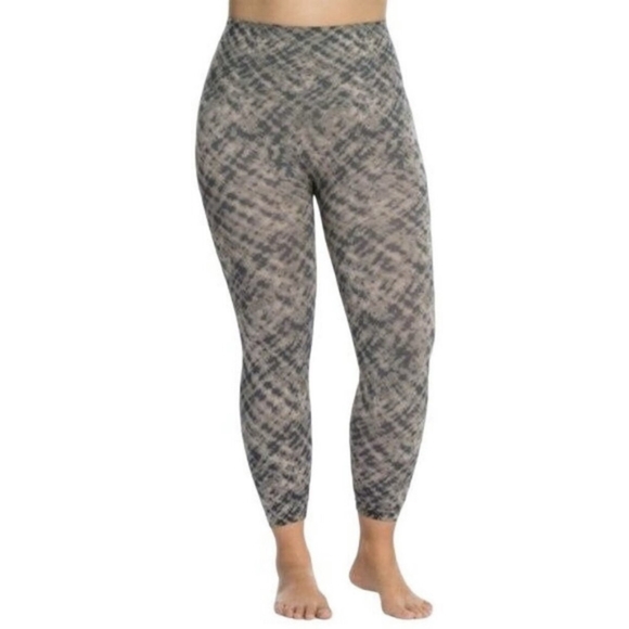 SPANX Seamless Cropped Watercolor Leggings Abstract Layering Black Gray XL 10 12 - Picture 2 of 7